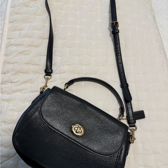 Coach Handbags - Coach Marlie Vintage pebble Black Leather Bag